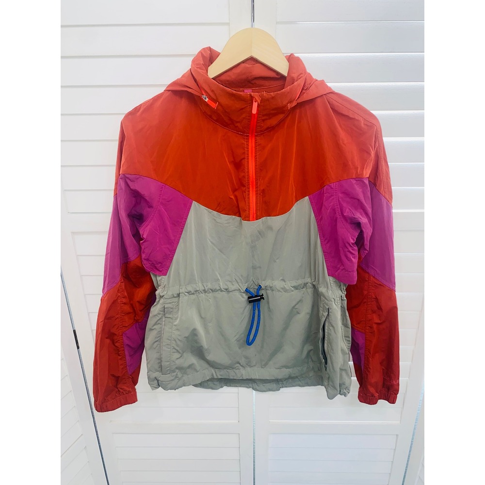 Lululemon Windbreaker Jacket Womens Orange Magenta Colorblock Half Zip 4